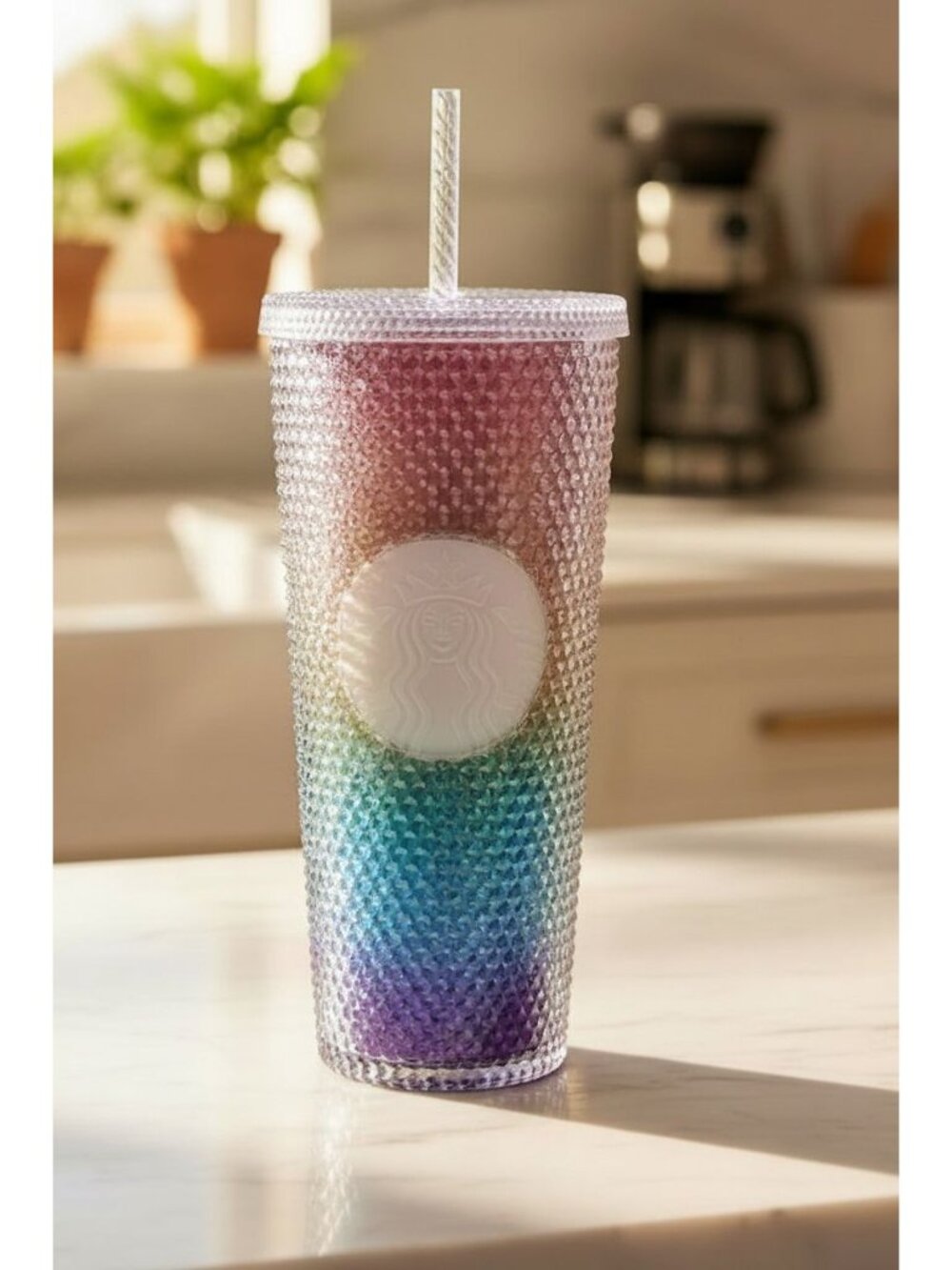 Starbucks 2020 Pride Cup 24oz Tumbler Insulated Beveled Cup Straw Rainbow Stud